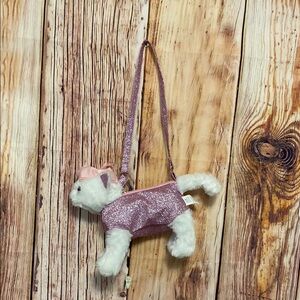 Pink Glitter Kids Stuffed Kitty Cat Zippered Plush Bling Purse